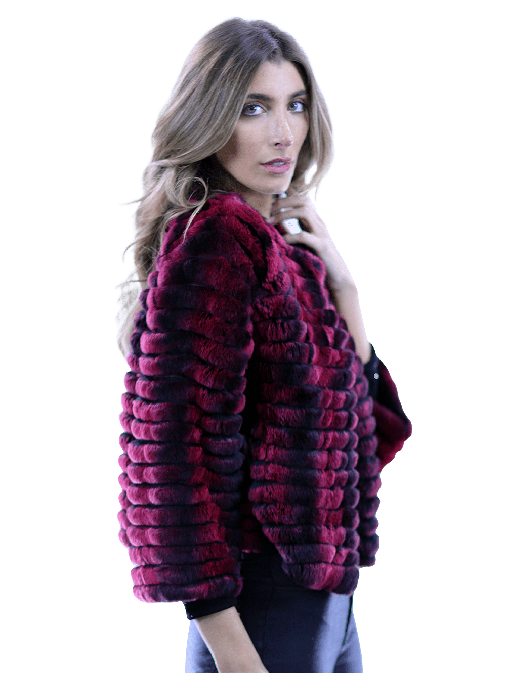 Rex Rabbit Fur Coat - Wine - Coat - La Fiorentina RX24
