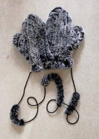 Rex Rabbit Fur Mittens - Fur Mittens - La Fiorentina,Black Snow YFH-1708