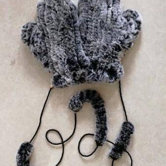 Rex Rabbit Fur Mittens - Fur Mittens - La Fiorentina,Black Snow YFH-1708
