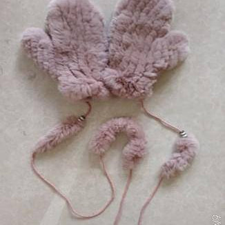Rex Rabbit Fur Mittens - Fur Mittens - La Fiorentina,Blush YFH-1708