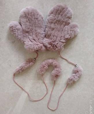 Rex Rabbit Fur Mittens - Fur Mittens - La Fiorentina,Blush YFH-1708