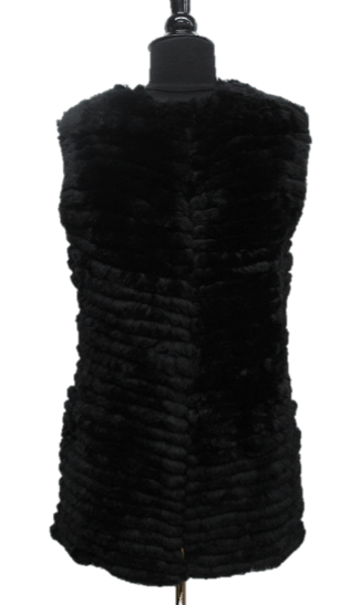 Rex Rabbit Vest- Black - Fur Vest - La Fiorentina 5C1216S1