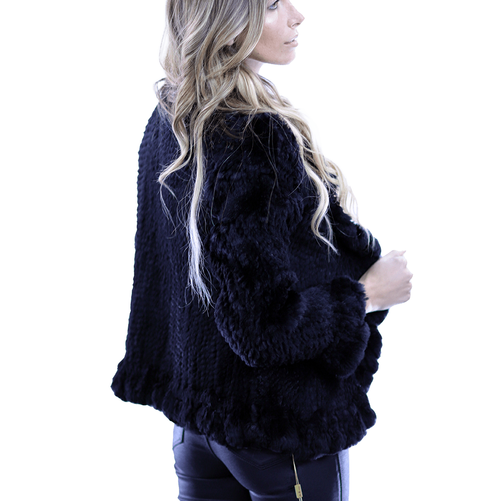 Ruffle Detail Border Fur Jacket - Coat - La Fiorentina EUH002_BLACK