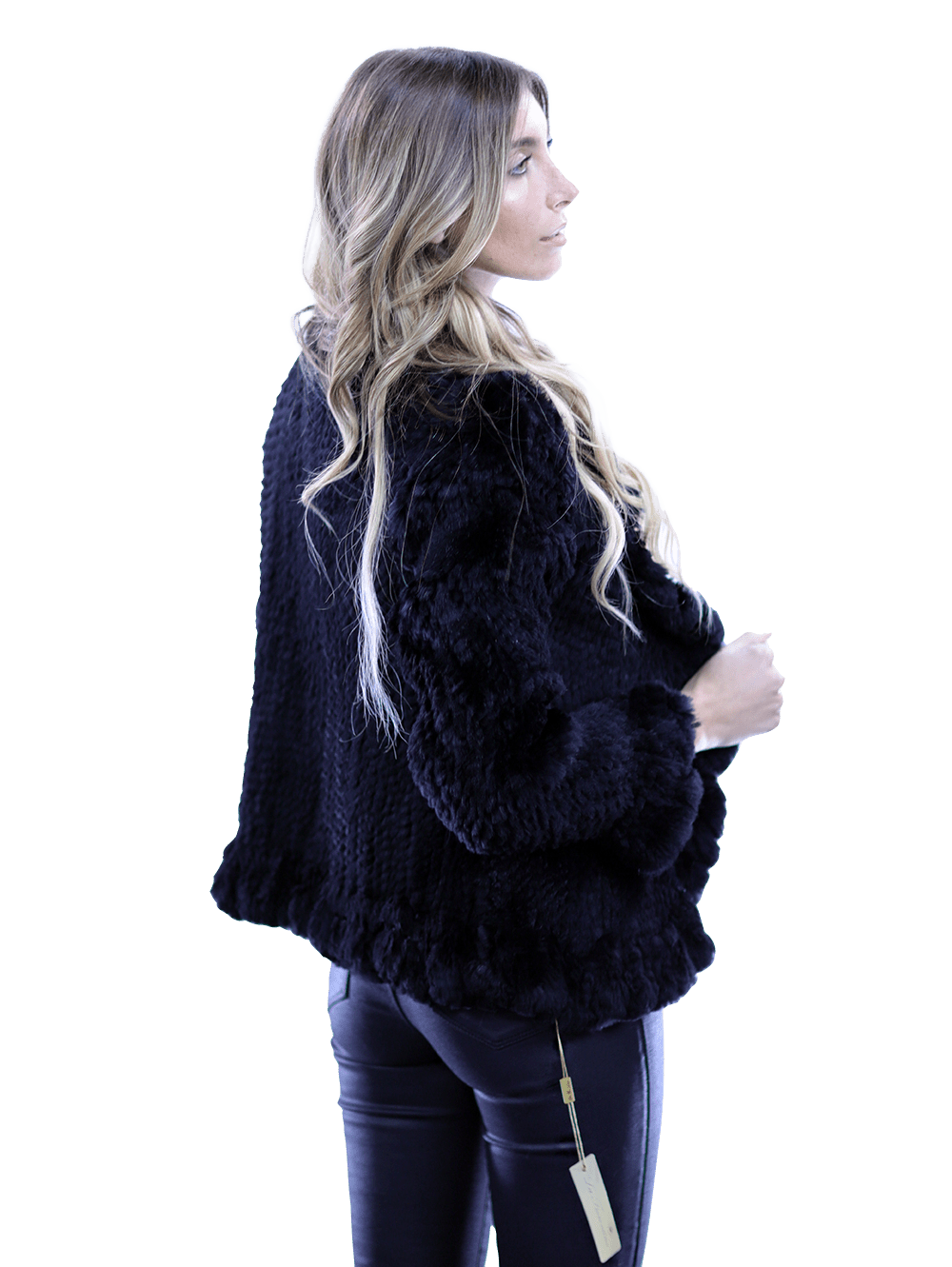 Ruffle Detail Border Fur Jacket - Coat - La Fiorentina EUH002_BLACK