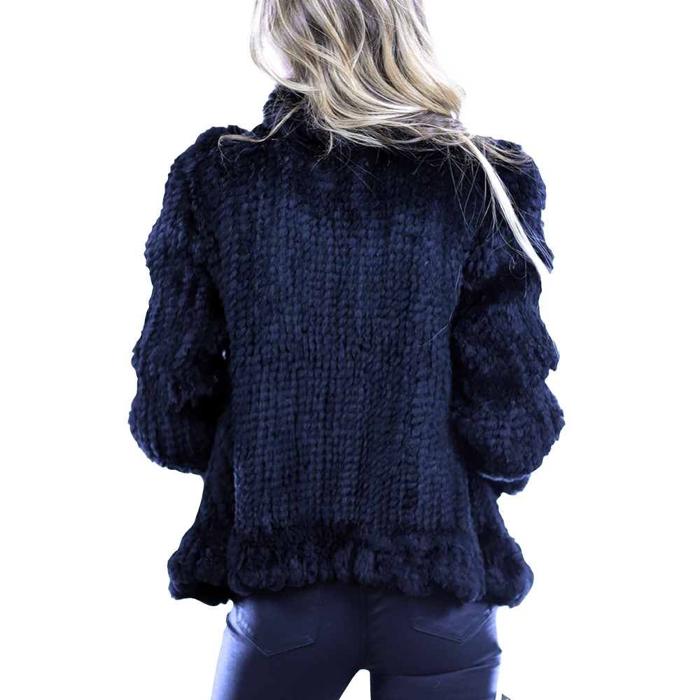 Ruffle Detail Border Fur Jacket - Coat - La Fiorentina EUH002_BLACK