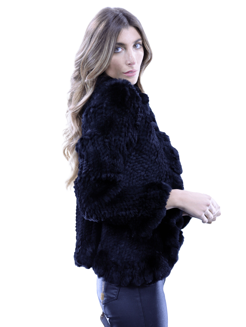 Ruffle Detail Border Fur Jacket - Coat - La Fiorentina EUH002_BLACK