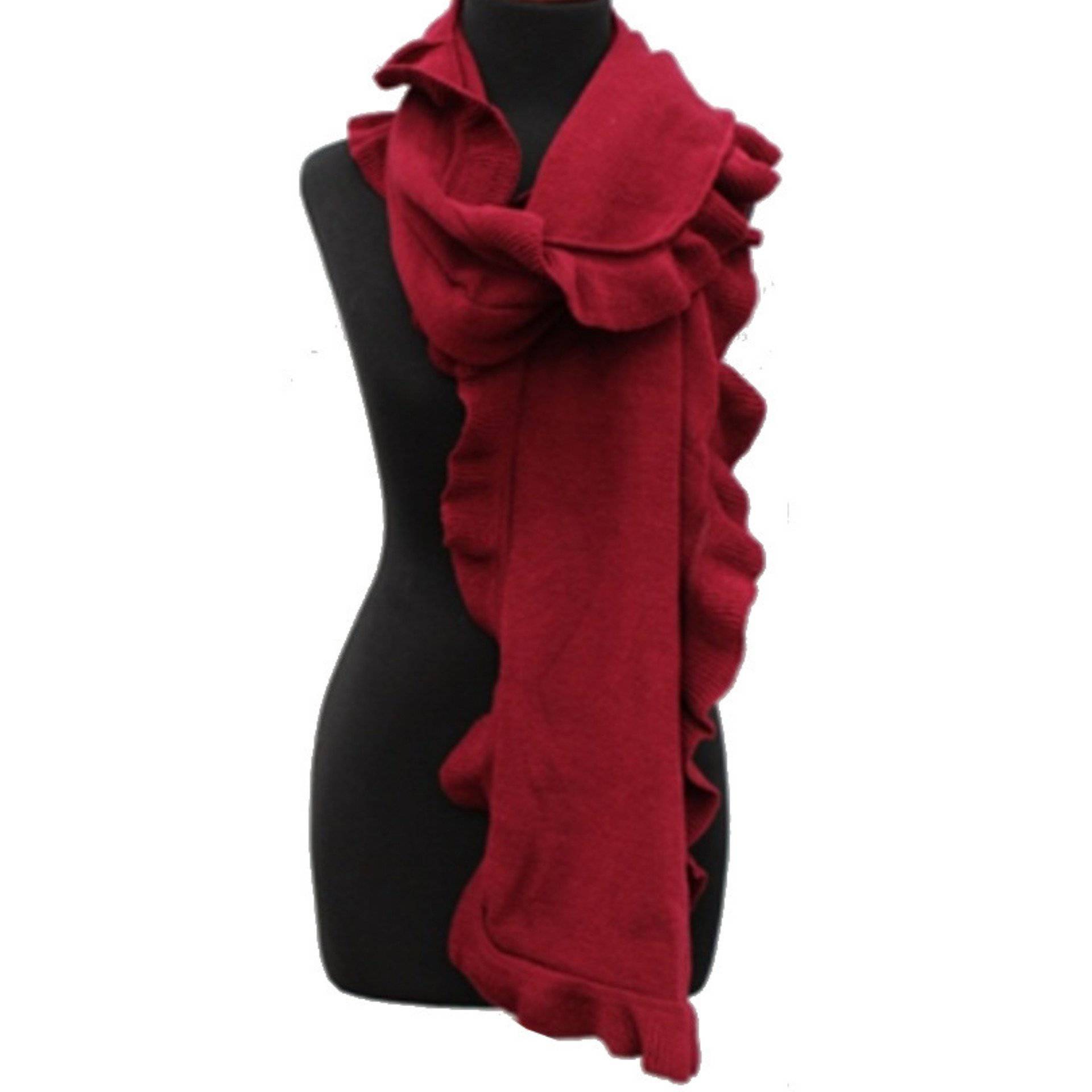 Ruffled Muffler-Oxblood Red - Muffler - La Fiorentina TYE-1311