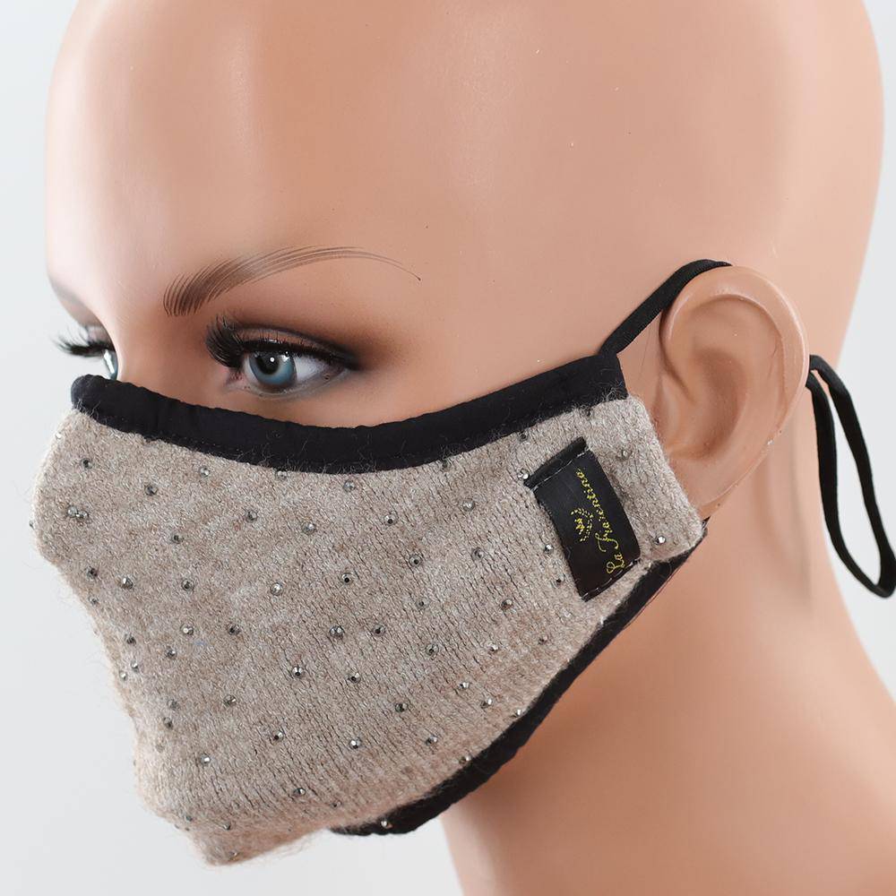 Scattered Embellished Stylish Face Mask - face-mask - La Fiorentina,Oatmeal MB209_ivory
