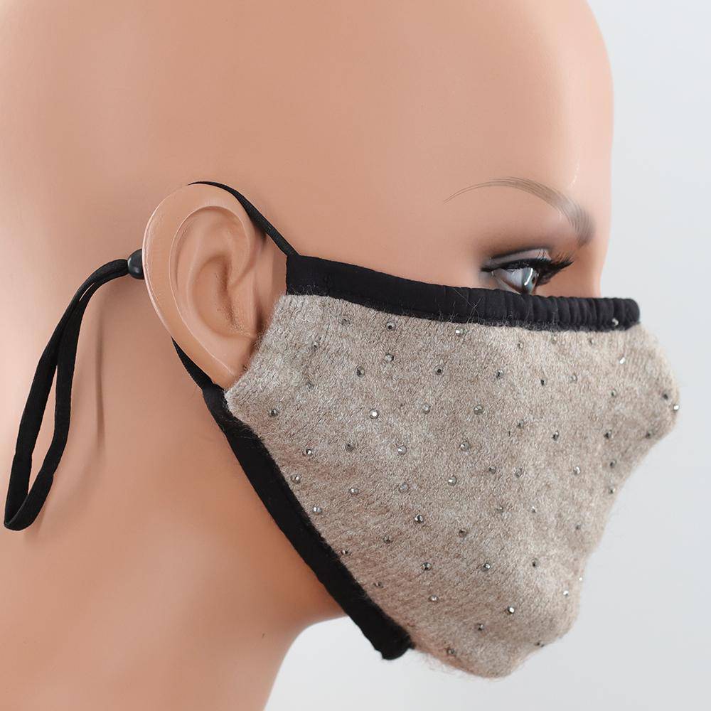 Scattered Embellished Stylish Face Mask - face-mask - La Fiorentina,Oatmeal MB209
