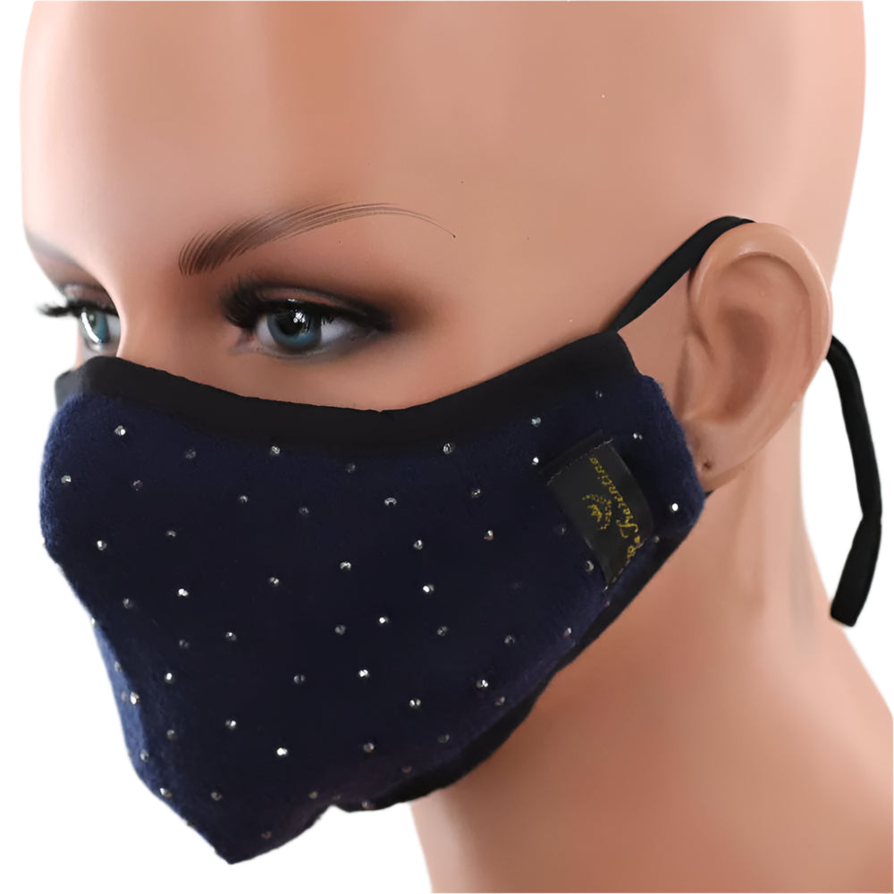 Scattered Embellished Stylish Face Mask - face-mask - La Fiorentina,Navy MB209_navy