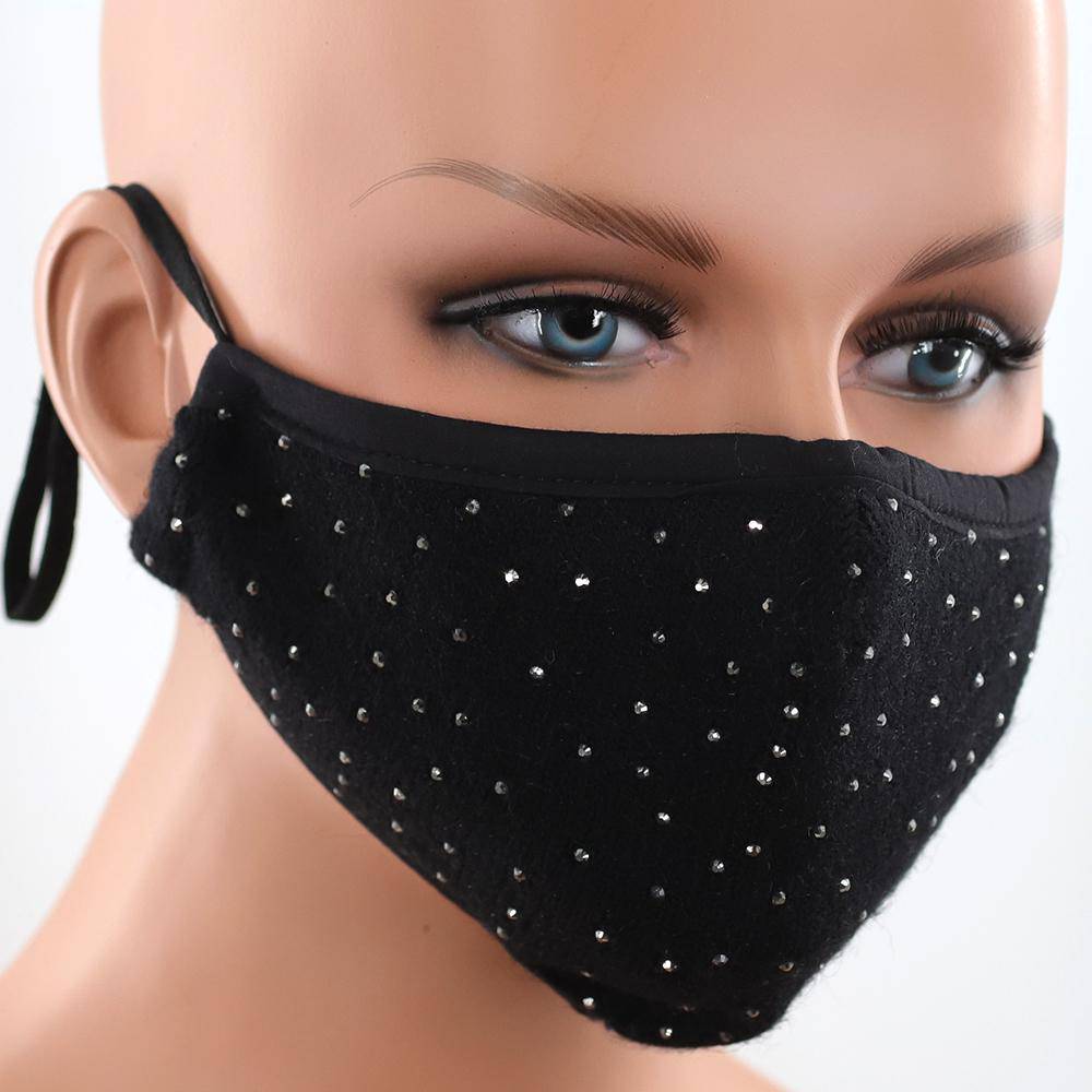 Scattered Embellished Stylish Face Mask - face-mask - La Fiorentina,Black MB209