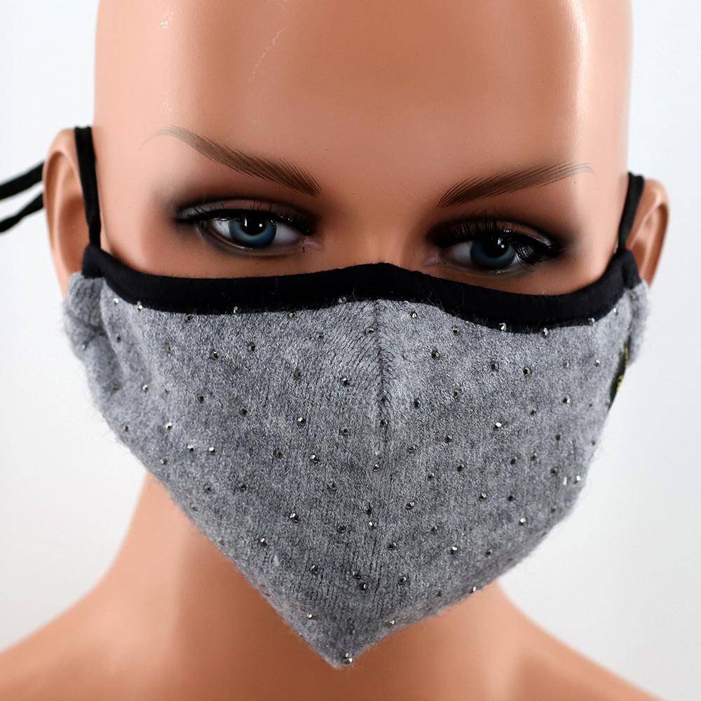 Scattered Embellished Stylish Face Mask - face-mask - La Fiorentina,Grey MB209