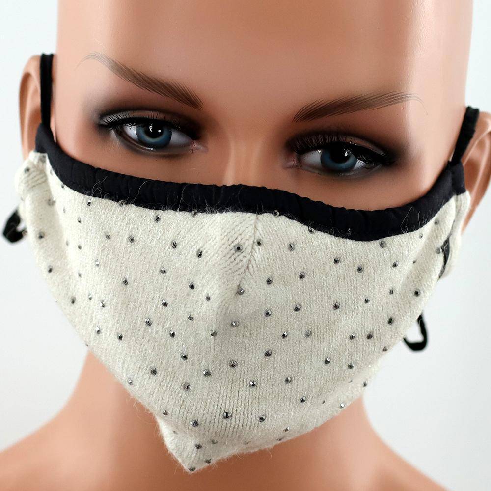 Scattered Embellished Stylish Face Mask - face-mask - La Fiorentina,Ivory MB209