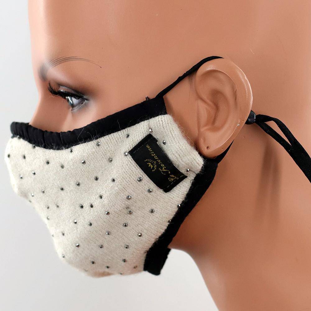 Scattered Embellished Stylish Face Mask - face-mask - La Fiorentina,Ivory MB209