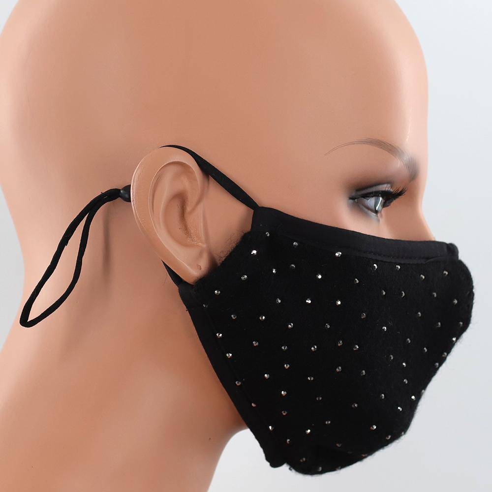 Scattered Embellished Stylish Face Mask - face-mask - La Fiorentina,Black MB209