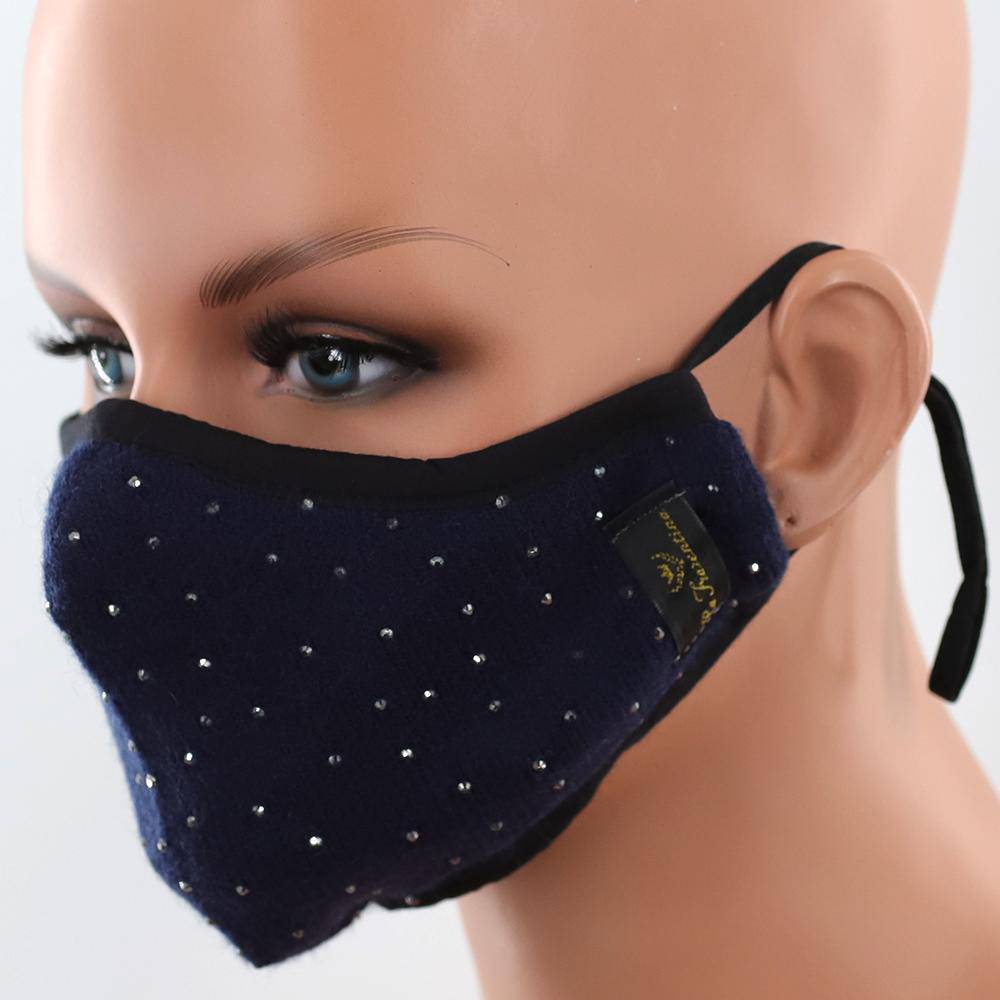 Scattered Embellished Stylish Face Mask - face-mask - La Fiorentina,Navy MB209