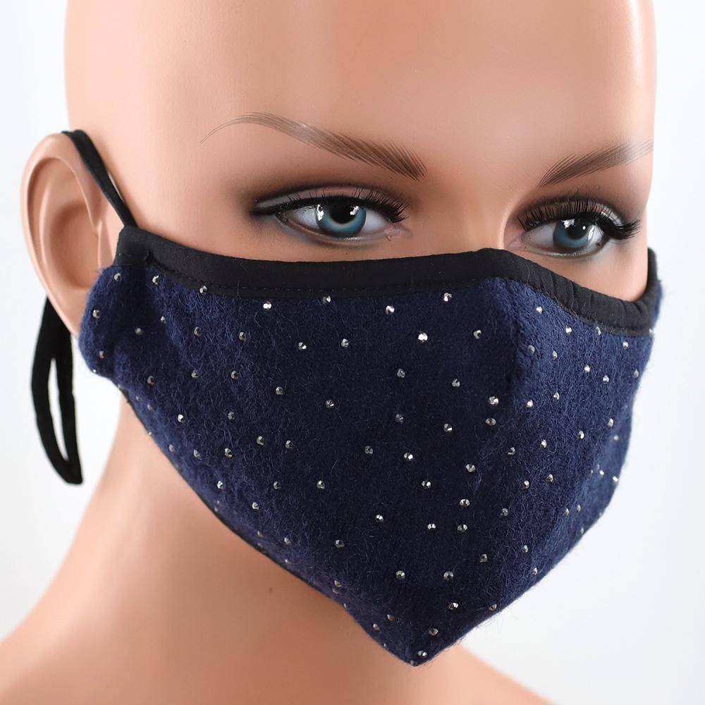 Scattered Embellished Stylish Face Mask - face-mask - La Fiorentina,Navy MB209