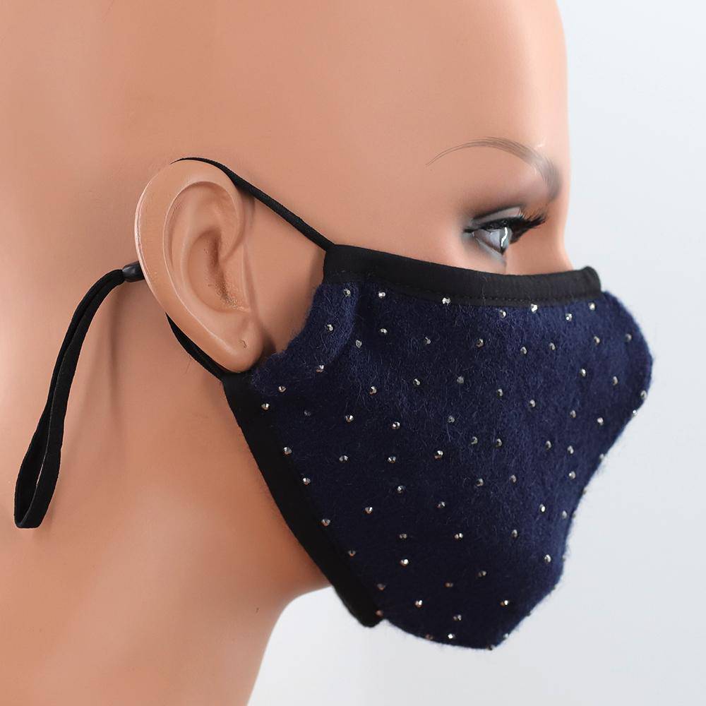 Scattered Embellished Stylish Face Mask - face-mask - La Fiorentina,Navy MB209