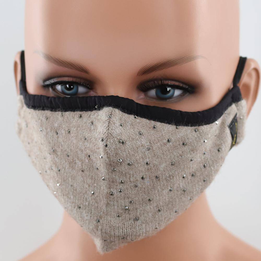 Scattered Embellished Stylish Face Mask - face-mask - La Fiorentina,Oatmeal MB209