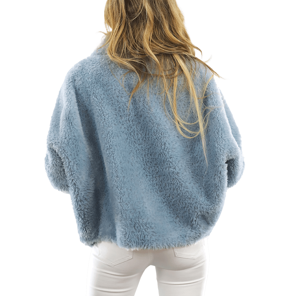 Shaggy Faux Fur Jacket - Blue - Coat - La Fiorentina K9853_BLUE