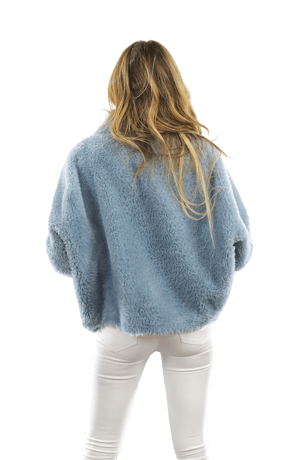 Shaggy Faux Fur Jacket - Blue - Coat - La Fiorentina K9853_BLUE