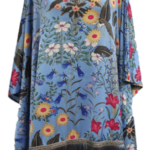 Silk Like Floral Fringe Poncho - Poncho - La Fiorentina TN1735-A -2