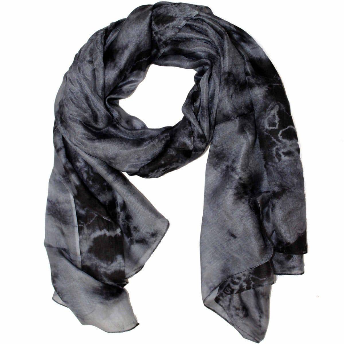 Silk Tie Dye Scarf-Black - Silk Scarf - La Fiorentina EF-2346