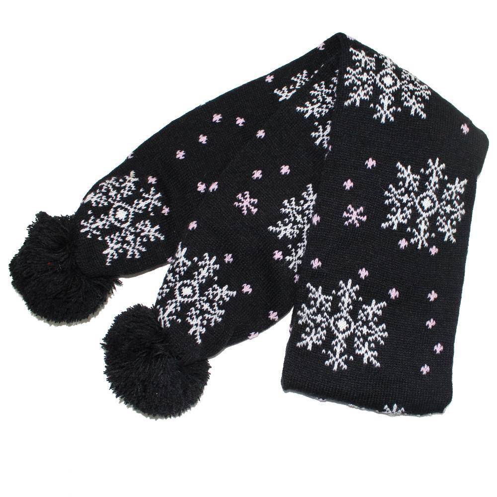 Snowflake Print Scarf - Black - Muffler - La Fiorentina AHW-1122
