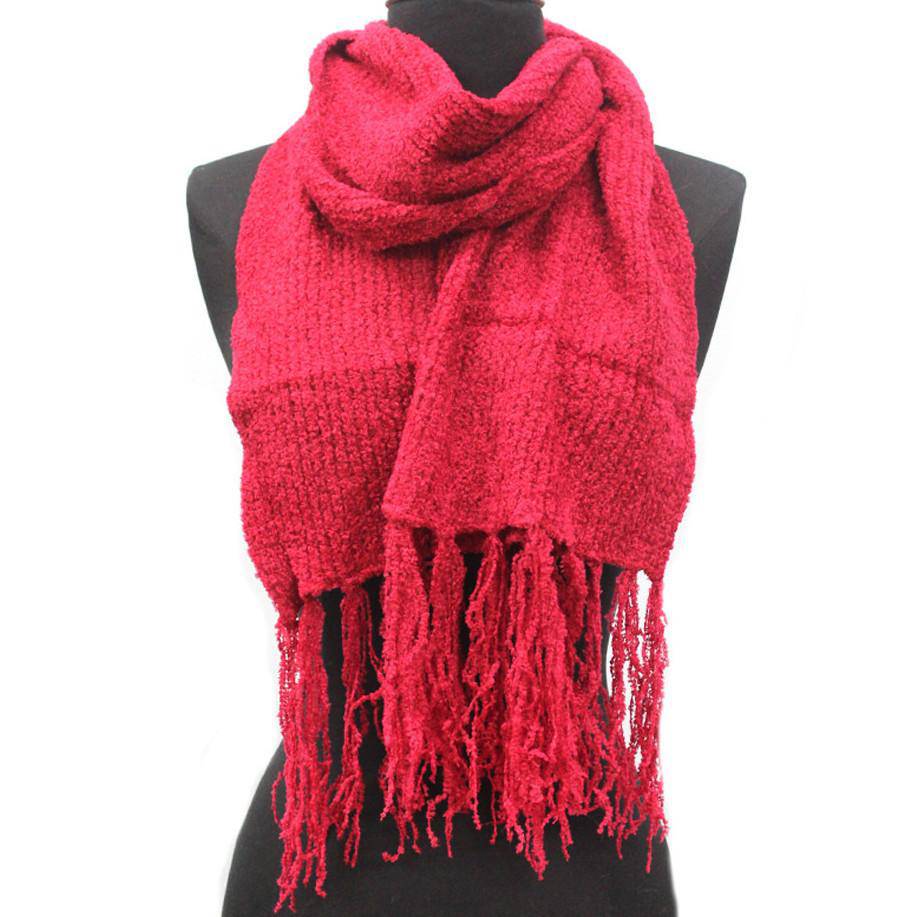 Solid Chenille Scarf-Red - Scarf - La Fiorentina SNS-101