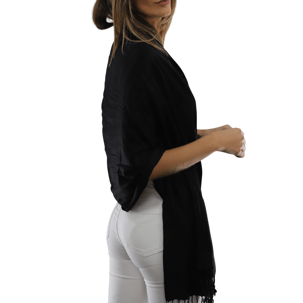 Solid Fringe Pashmina-Black - Pashmina - La Fiorentina G2479/MA
