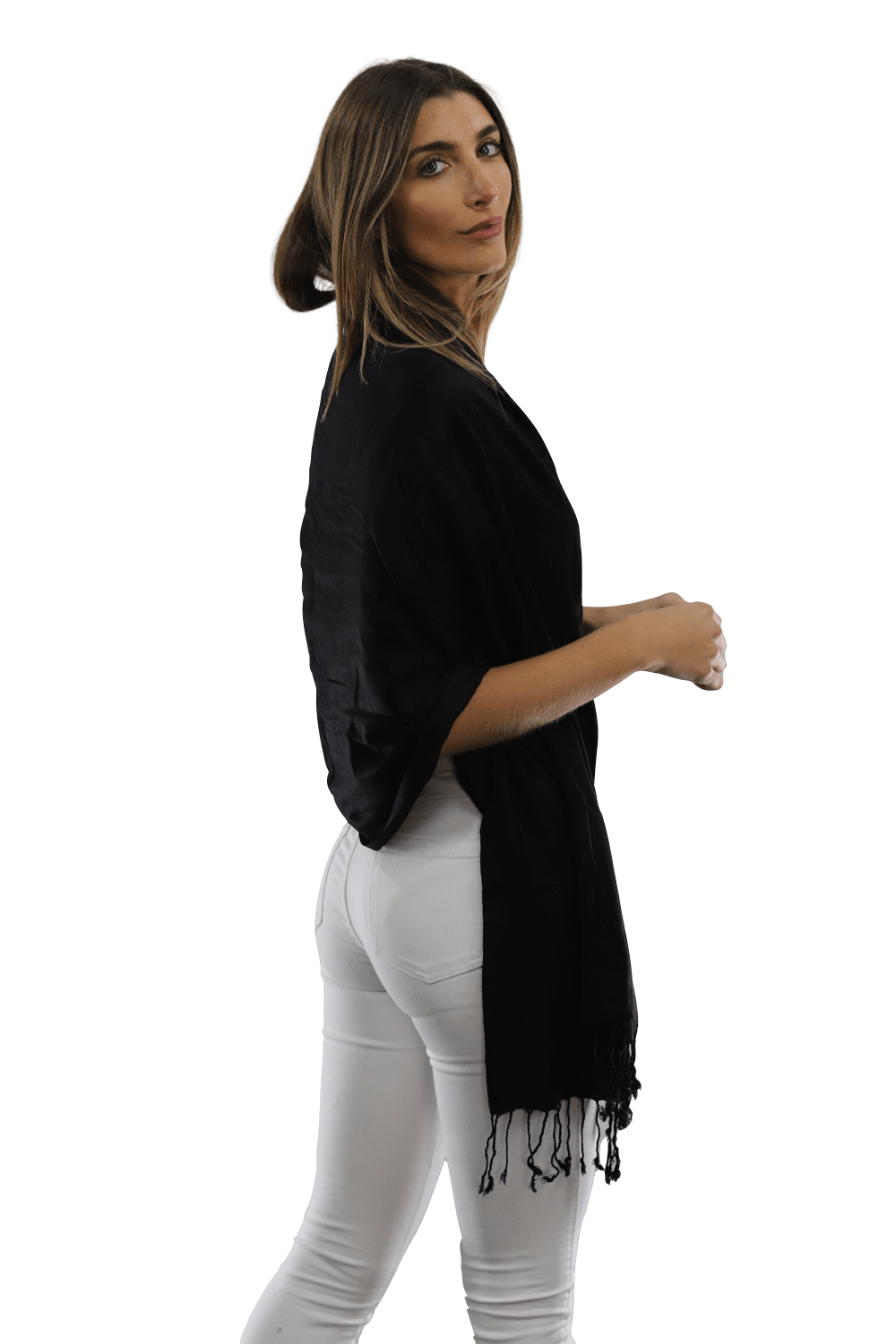 Solid Fringe Pashmina-Black - Pashmina - La Fiorentina G2479/MA