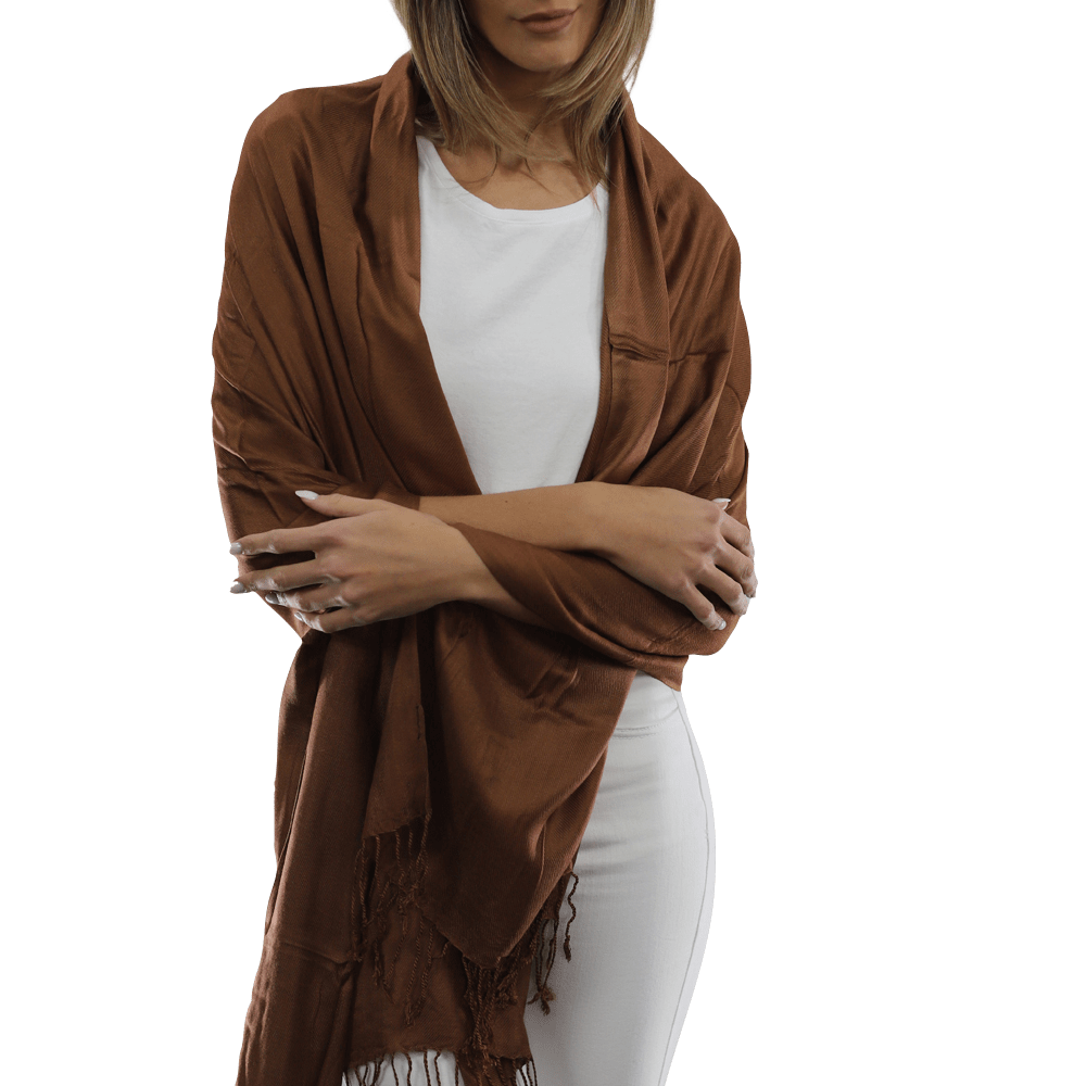 Solid Fringe Pashmina- Chocolate - Pashmina - La Fiorentina G2479/MA