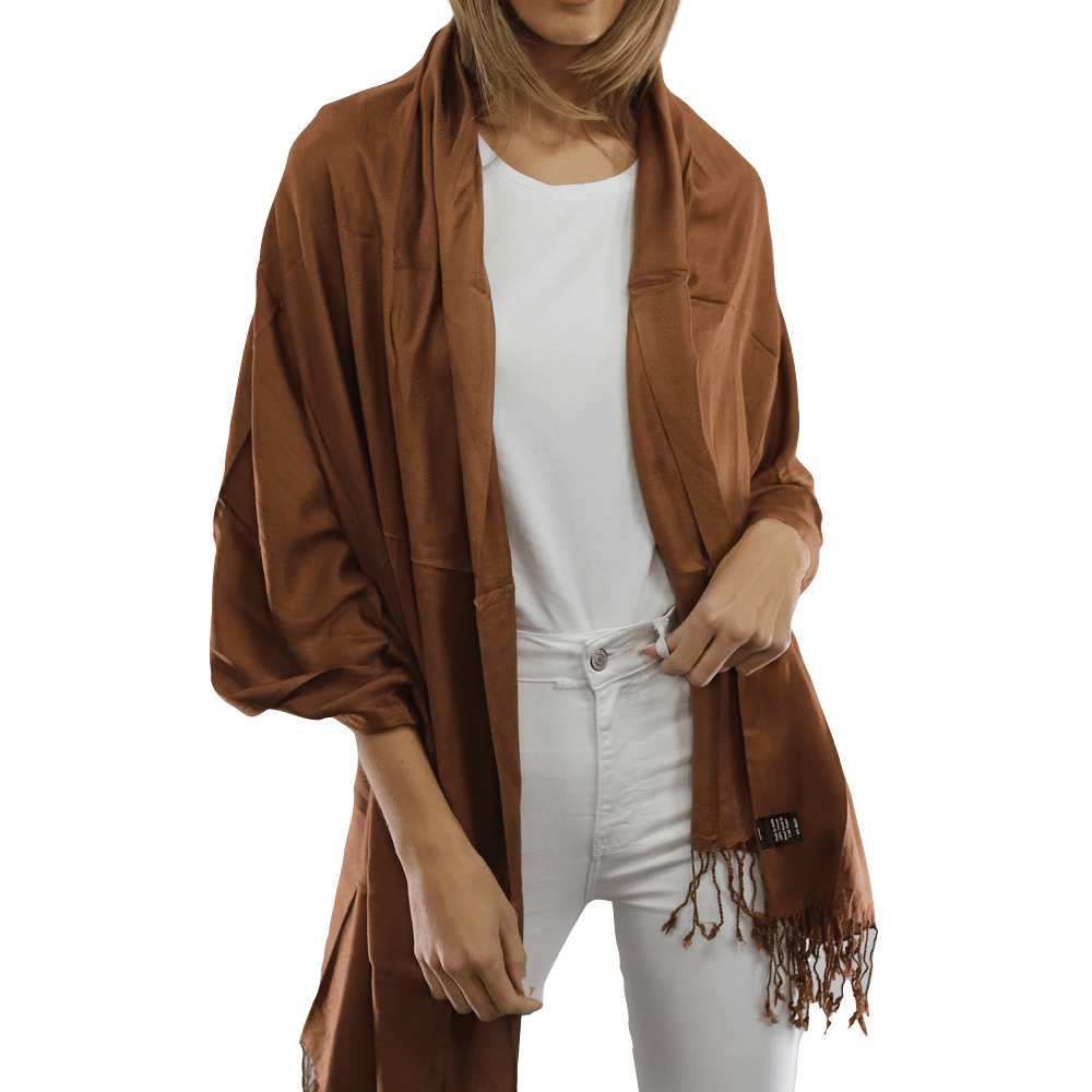 Solid Fringe Pashmina- Chocolate - Pashmina - La Fiorentina G2479/MA
