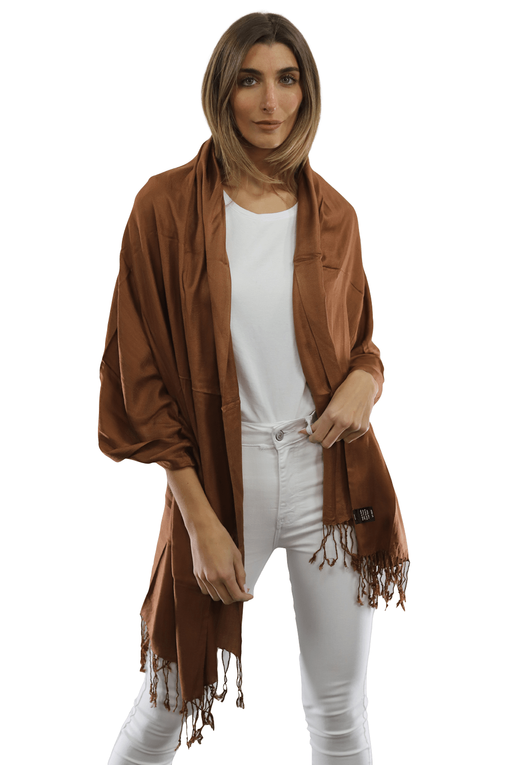 Solid Fringe Pashmina- Chocolate - Pashmina - La Fiorentina G2479/MA