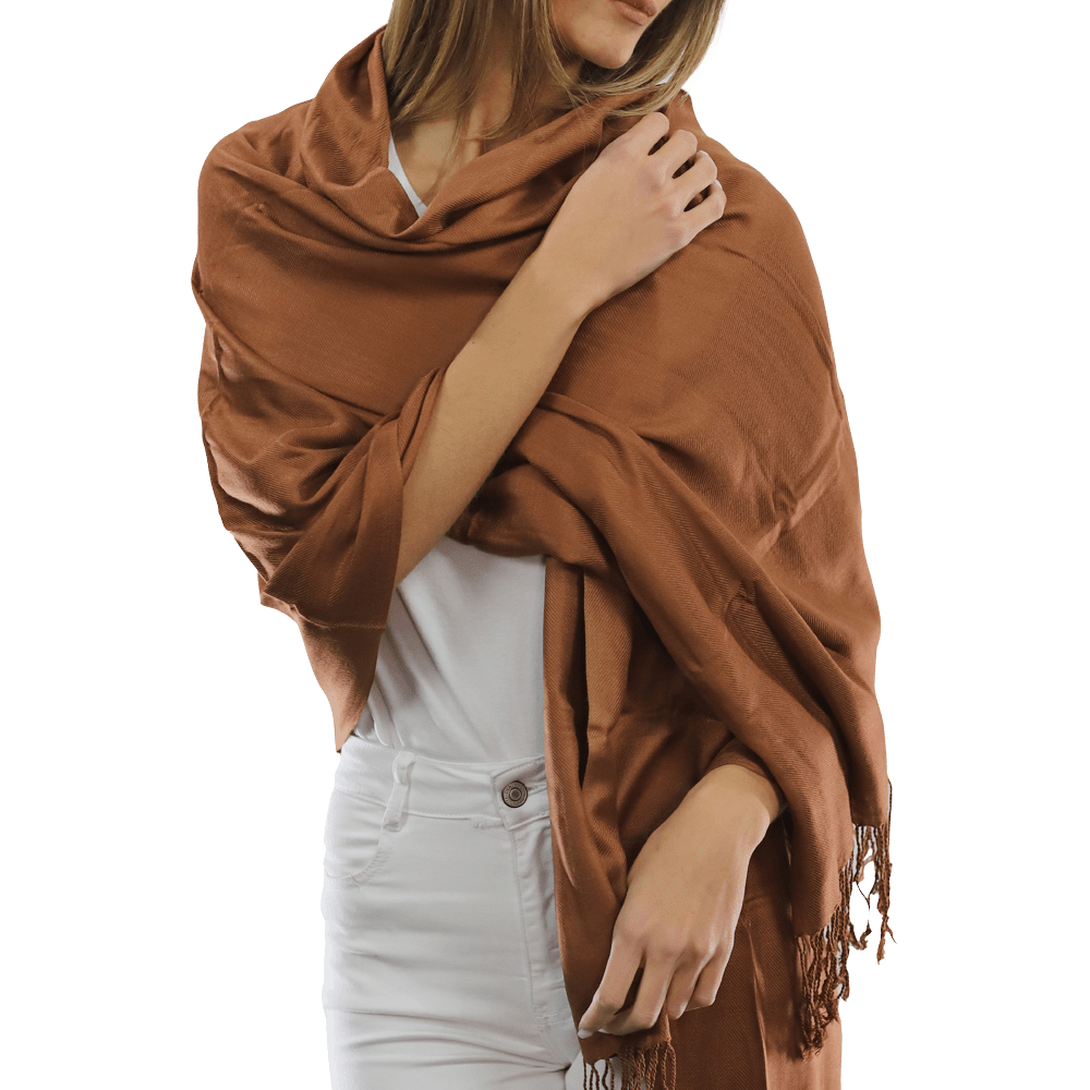 Solid Fringe Pashmina- Chocolate - Pashmina - La Fiorentina G2479/MA