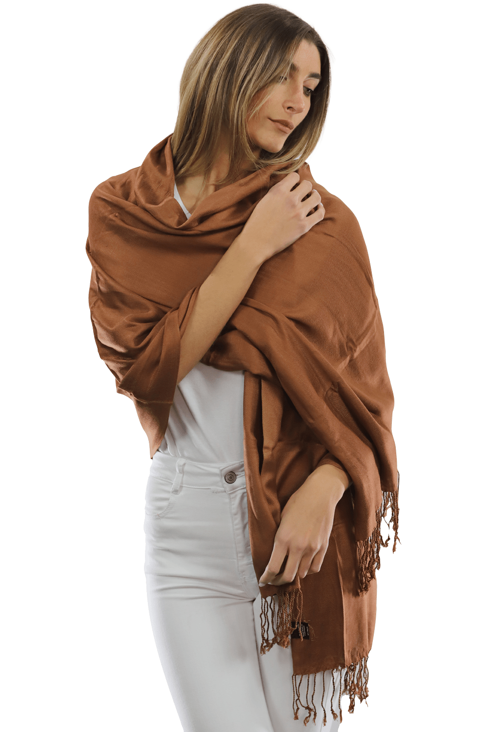 Solid Fringe Pashmina- Chocolate - Pashmina - La Fiorentina G2479/MA