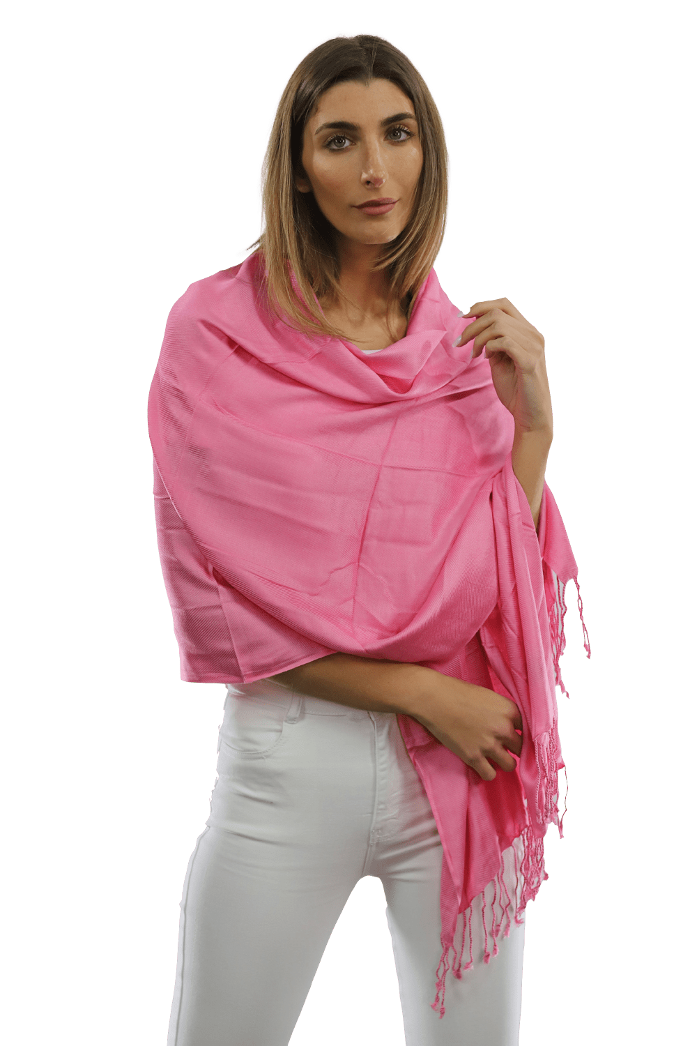 Solid Fringe Pashmina-Pink - Scarf - La Fiorentina G2479/MA