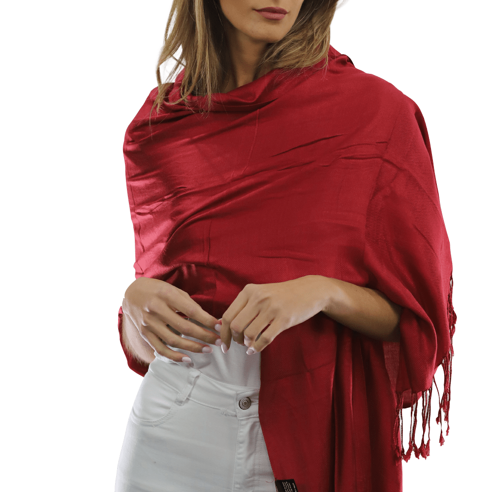 Solid Fringe Pashmina-Red - Scarf - La Fiorentina G2479/MA