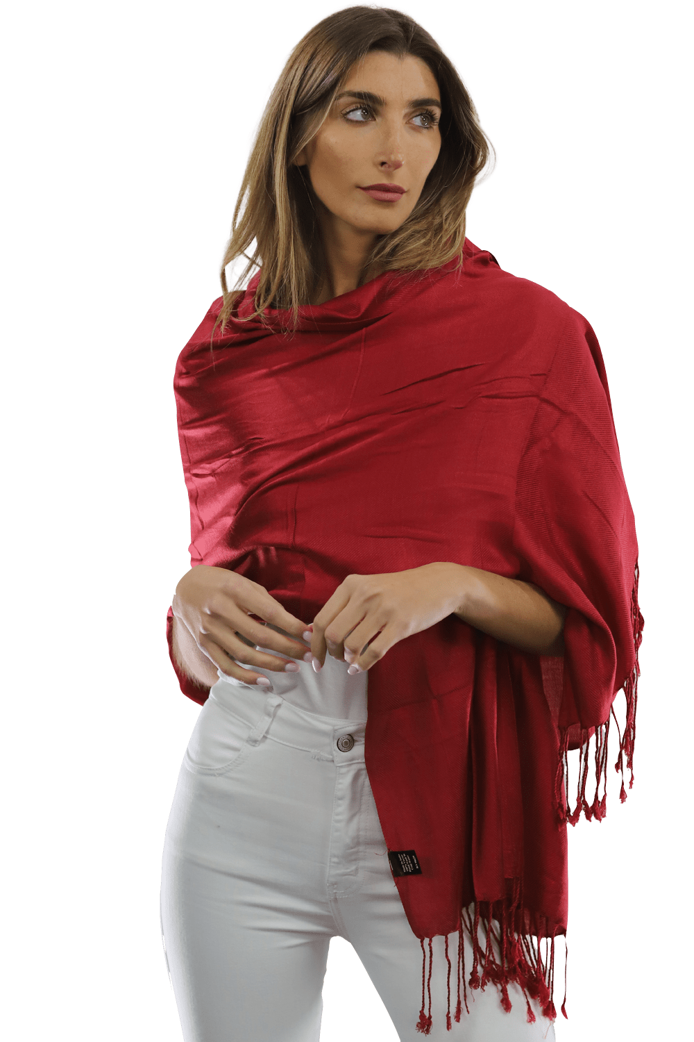 Solid Fringe Pashmina-Red - Scarf - La Fiorentina G2479/MA