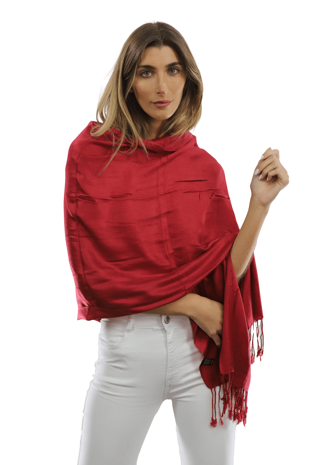 Solid Fringe Pashmina-Red - Scarf - La Fiorentina G2479/MA