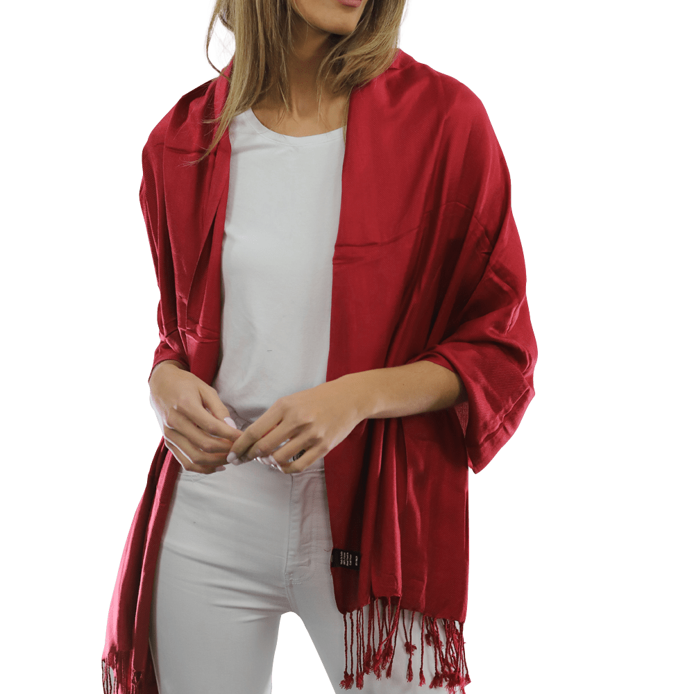 Solid Fringe Pashmina-Red - Scarf - La Fiorentina G2479/MA
