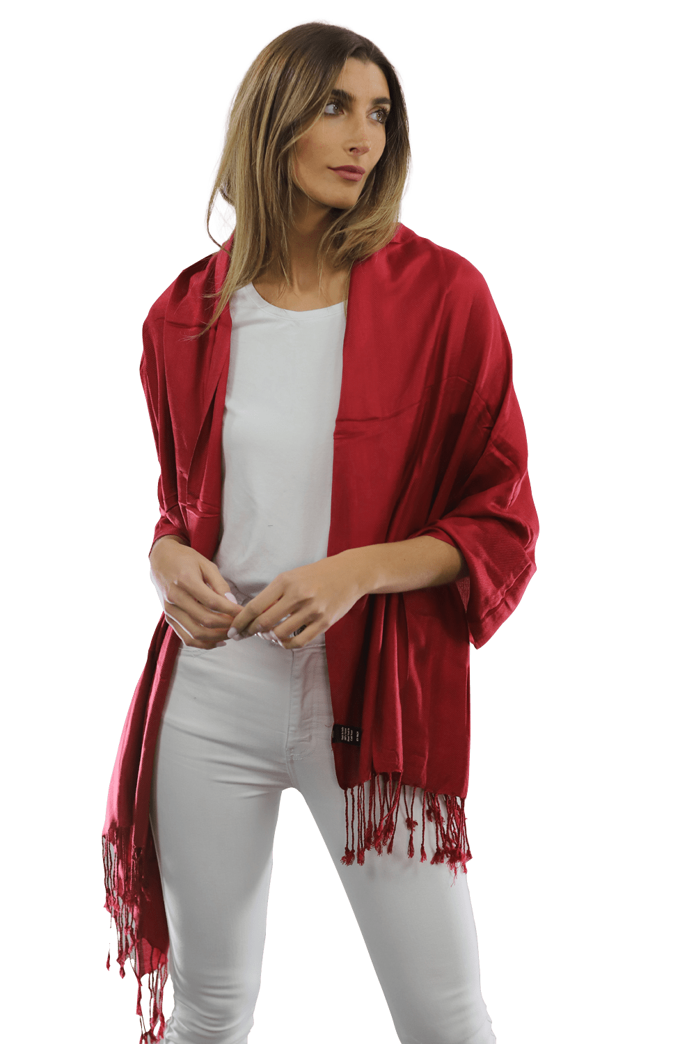 Solid Fringe Pashmina-Red - Scarf - La Fiorentina G2479/MA