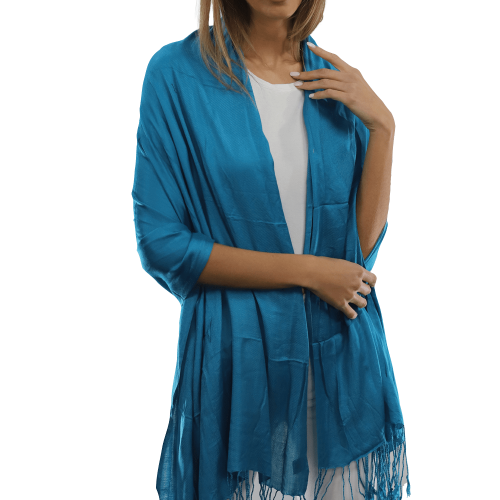 Solid Fringe Pashmina-Teal - Scarf - La Fiorentina G2479/MA