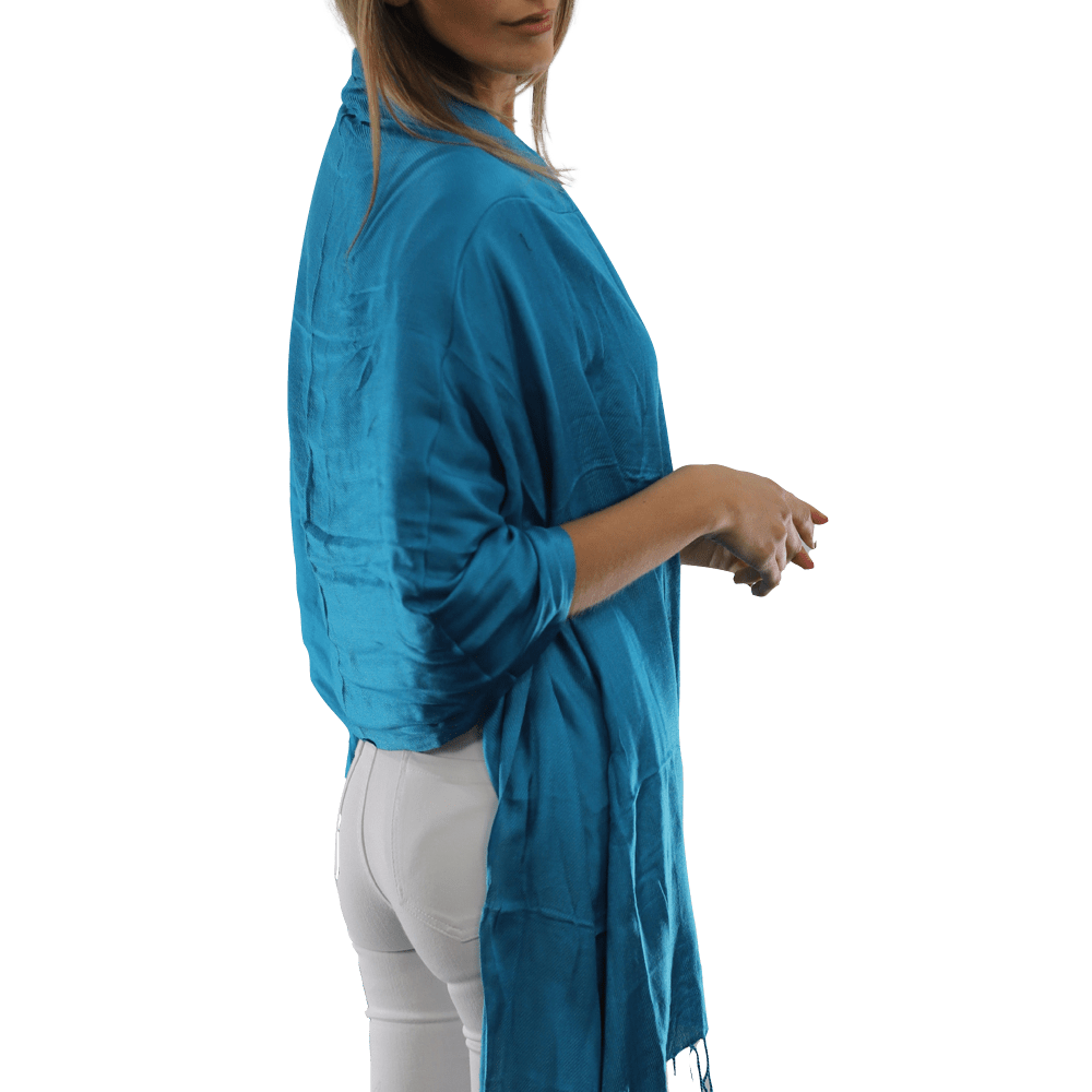 Solid Fringe Pashmina-Teal - Scarf - La Fiorentina G2479/MA