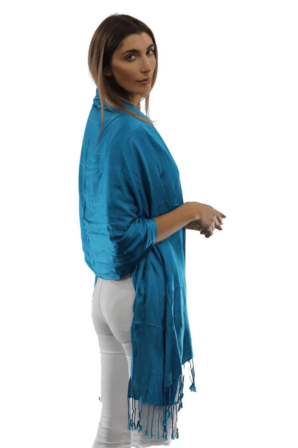 Solid Fringe Pashmina-Teal - Scarf - La Fiorentina G2479/MA