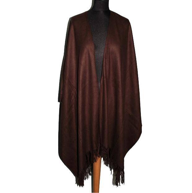Solid Fringe Ruana-Brown - Ruana - La Fiorentina Ruana900Supr