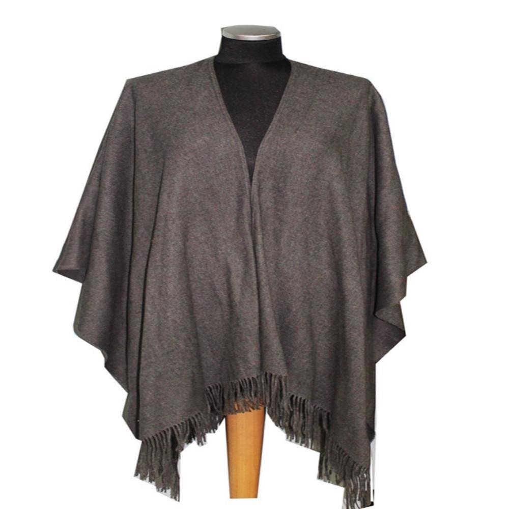 Solid Fringe Ruana-Grey - Ruana - La Fiorentina Ruana900Supr