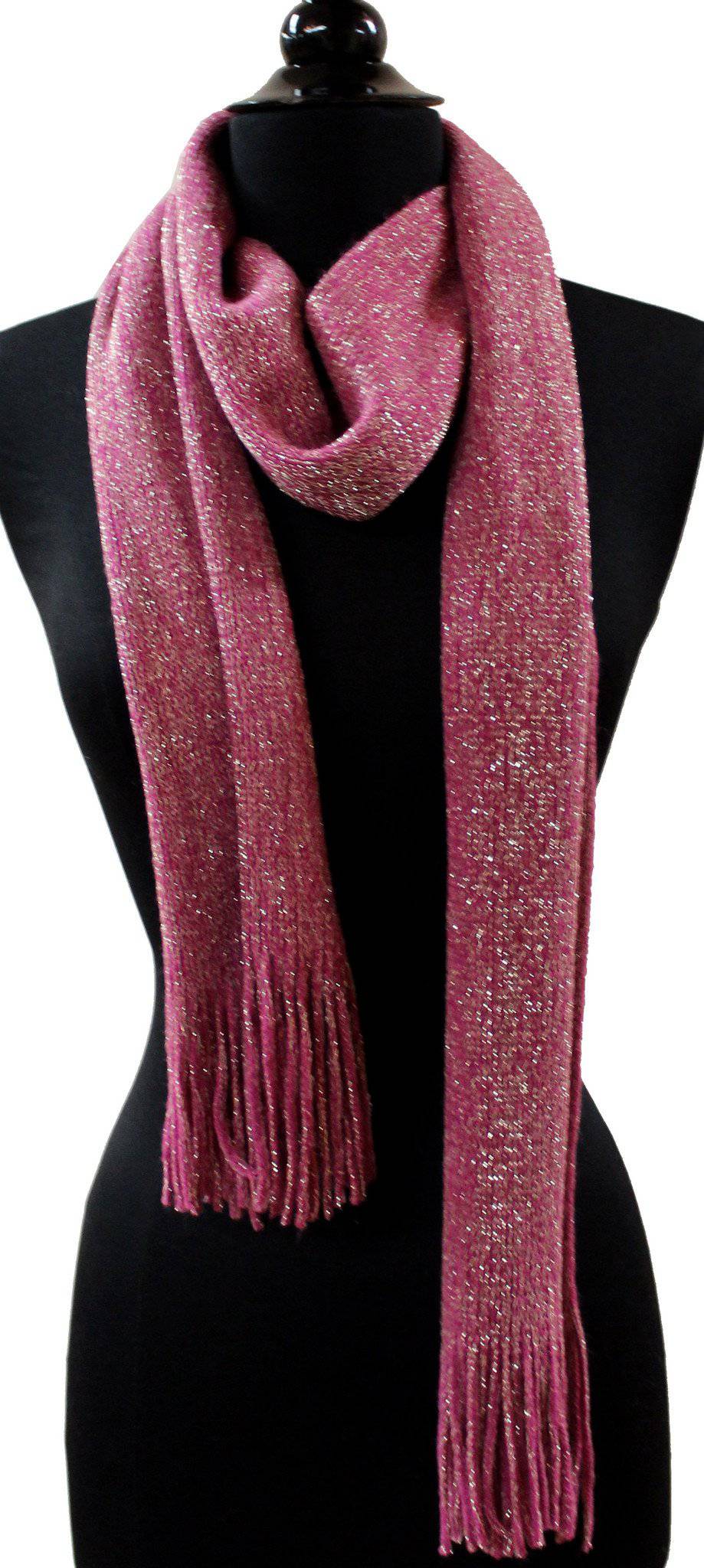 Solid Lurex Knit Scarf With Fringe-Pink - Scarf - La Fiorentina NF120813