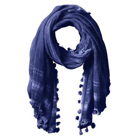 Solid Scarf w/ Pom Poms - Ocean Blue - Scarf - La Fiorentina EF-2188S