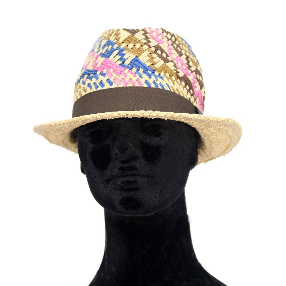 Straw Hat-Brown/Blue/Pink/Camel - Straw Hat - La Fiorentina CM15
